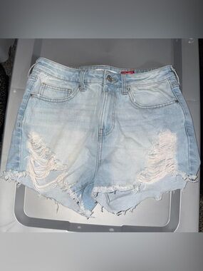 Light Wash Distressed Denim Cutoff Shorts
